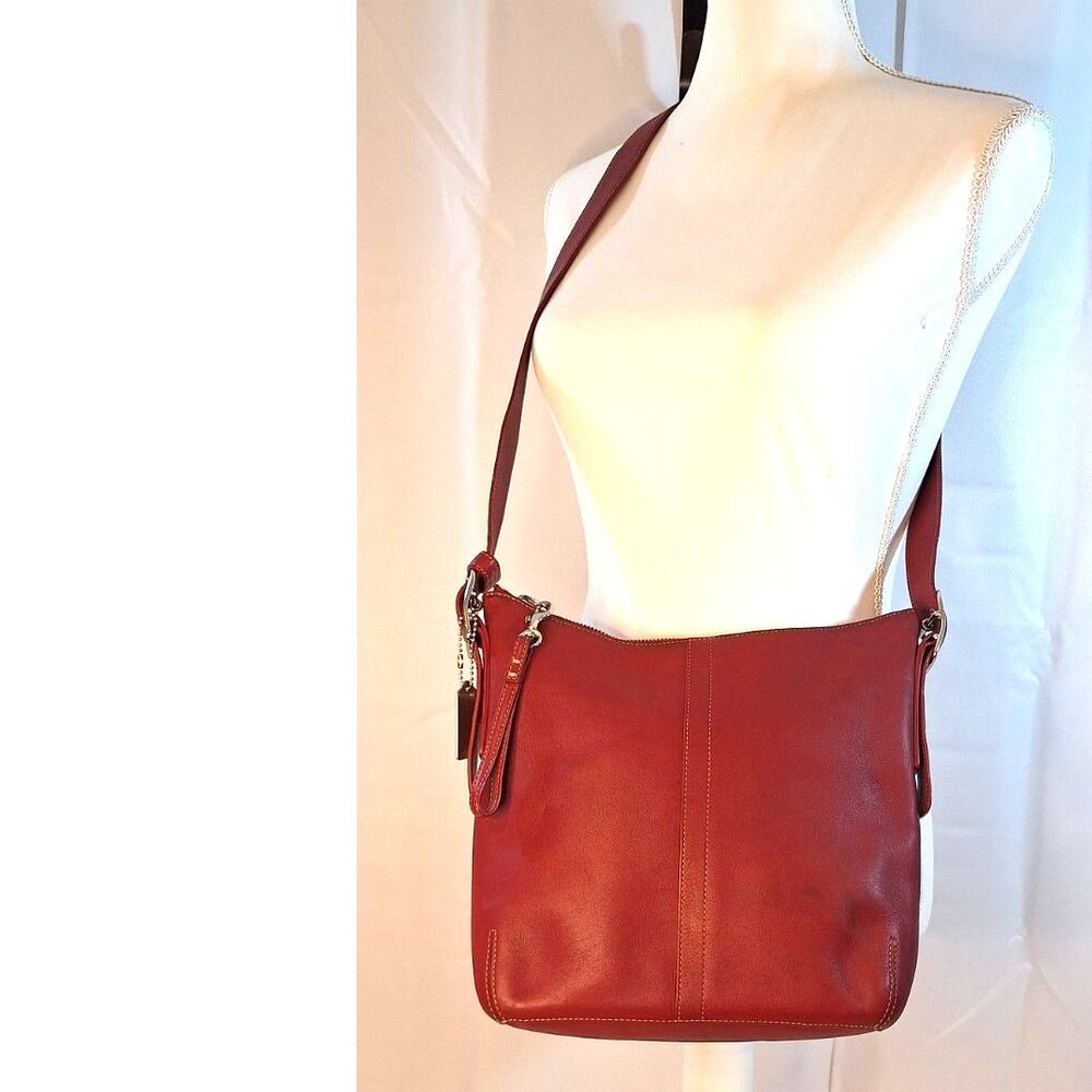 VintageY2K Coach Red Leather Legacy Slim Duffle Hobo Bag #9188